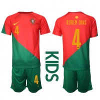 Portugal Ruben Dias #4 Replika babykläder Hemmaställ Barn VM 2022 Kortärmad (+ korta byxor)